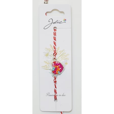 ✨TOATE PRODUSELE✨ - Bratara cu Snur Alb- Rosu Inimioara