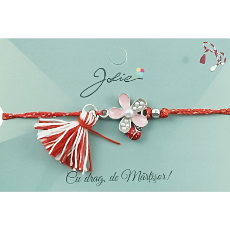 ✨TOATE PRODUSELE✨ - Bratara Jolie Ciucure Floare Roz cu Perla