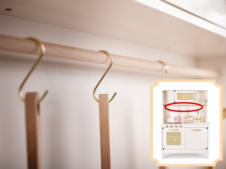 Bucatarie din lemn pentru copii 100x68x29 cm, cu accesorii si efecte luminoase, stil retro, MDF si plastic, boho, crem [7]