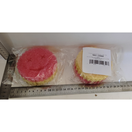 Burete de Vase, , Rotund, din Burete PU, Model Smiley Face, Doua Fete, 10 x 4 cm, Roz/Galben [1]