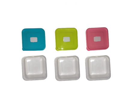 Set 3 Caserole din PVC pentru Depozitat si Transportat Alimente, 14x14 cm, Multicolor [1]