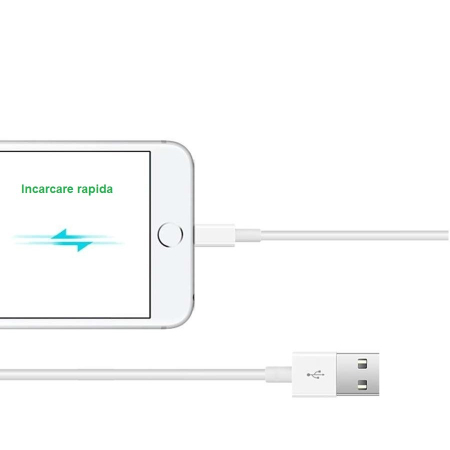 Cablu Date , compatibil cu iPhone, 2A, 1 m, WUW-X83, Blister, Alb [5]