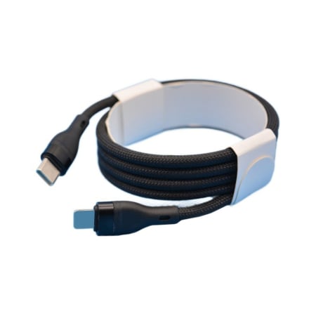 ✨TOATE PRODUSELE✨ - Cablu de Date impletit din Nailon, , Incarcare Rapida, Potrivit Compatibil cu iPhone, Cablu de Incarcare cu Power Delivery 20W, 1 m, Negru