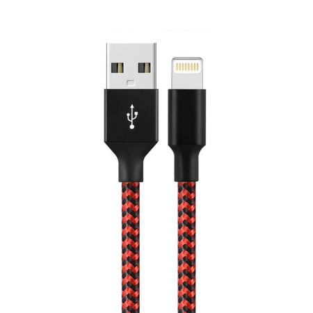 ✨TOATE PRODUSELE✨ - Cablu de Date pentru Telefon, , Cablu USB spre Lightning Compatibil cu iPhone, Lungime 1 M, Impletit Triunghiular in 2 culori, Rosu Negru