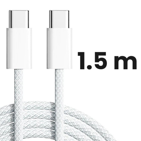 Cablu de Date Universal pentru Telefon, , Cablu TYPE-C to TYPE-C, Compatibil cu iOS si Android, Fire 160 cupru, 1.5M, Impletit Nailon, Alb [2]