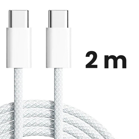 Cablu de Date Universal pentru Telefon, , Cablu TYPE-C to TYPE-C, Compatibil cu iOS si Android, Fire 160 cupru, 2M, Impletit Nailon, Alb [2]