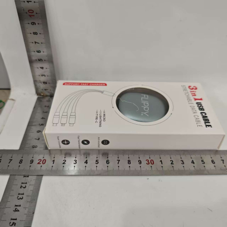 Cablu Retractabil Universal pentru Telefon, , Universal 3in1 pentru Orice Tip de Telefon, Micro-USB, Lightning, TYPE-C, 1.2M, Negru [2]