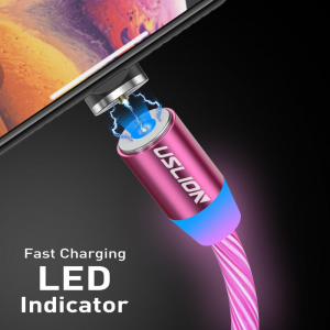 Cablu USB 3.0 Fast & Safe Charging 3.6A cu Mufa Magnetica Neodim 360° cu Lumini Full LED Cablu de incarcare telefon [1]
