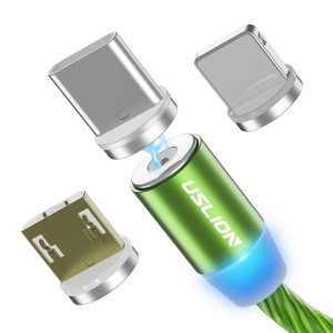 Cablu USB 3.0 Fast & Safe Charging 3.6A cu Mufa Magnetica Neodim 360° cu Lumini Full LED Cablu de incarcare telefon [24]