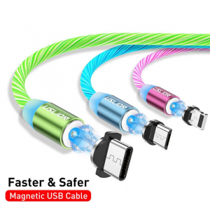 Cablu USB 3.0 Fast & Safe Charging 3.6A cu Mufa Magnetica Neodim 360° cu Lumini Full LED Cablu de incarcare telefon [5]