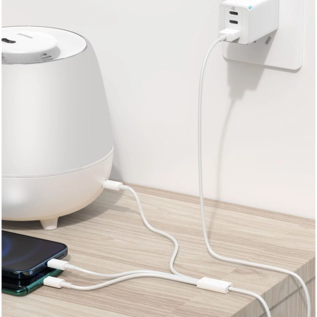 Cablu USB 3in1 SX - 21, USB la micro USB/USB-C/compatibil iphone, 3A, 1.2m (alb) [3]