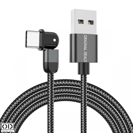 Cablu USB cu Mufa USB C cu Transfer de Date 480Mbs si Incarcare Fast Charge 3A, Material Textil Negru Premium [4]