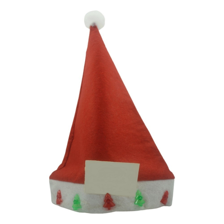 ✨TOATE PRODUSELE✨ - Caciulita de Mos Craciun,, cu braduti ,led si muzica, rosie, marime universala, poliester,27 cm