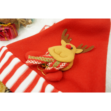 Caciulita de Mos Craciun, ,cu model de Ren, rosie, marime universala, material textil [4]