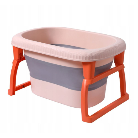 Articole pentru baie - Cada Pliabila pentru Baie, , din PP+TPE, pentru Copii 0-6 Ani, cu Picioare, Suport de Sezut, Scurgere Etans, 80 x 52 x 42 cm, Portocaliu