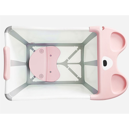 Cada Pliabila pentru Baie, , din PP+TPE, pentru Copii +6 Luni, Model Ursulet, Scaun de Interior, Detasabil, 82 x 50 x 54 cm, Roz [1]