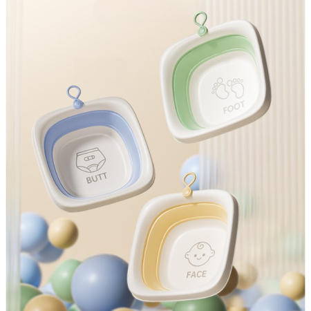 Cada Pliabila pentru Baie pentru Copii, , Cadita pentru Bebelusi, Model Patrat pentru Fundulet, Albastru, 32x27.5x3.7 cm, 4 L [2]