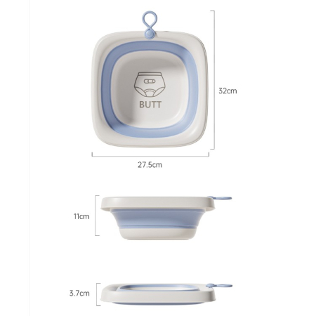 Cada Pliabila pentru Baie pentru Copii, , Cadita pentru Bebelusi, Model Patrat pentru Fundulet, Albastru, 32x27.5x3.7 cm, 4 L [6]