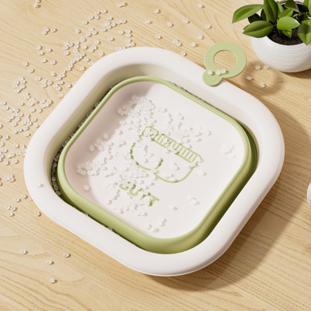 Cada Pliabila pentru Baie pentru Copii, , Cadita pentru Bebelusi, Model Patrat pentru Fundulet, Verde, 30x30x3.5 cm, 3.5 L [5]