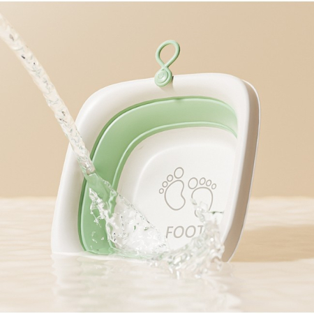 Cada Pliabila pentru Baie pentru Copii, , Cadita pentru Bebelusi, Model Patrat pentru Picioare, Verde, 32x27.5x3.7 cm, 4 L [4]