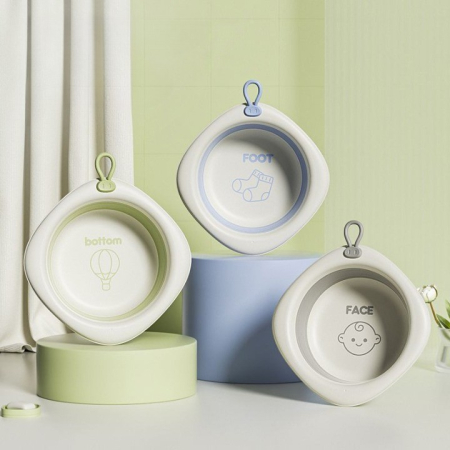 Cada Pliabila pentru Baie pentru Copii, , Cadita pentru Bebelusi, Model Romb cu Balon, Verde, 31.5x31.5x3.5 cm, 3L [1]