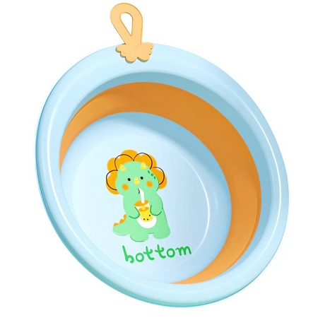 Articole pentru baie - Cada Pliabila pentru Baie pentru Copii, , Cadita pentru Bebelusi, Model Rotund cu Dinozaur, Blue, 30x30x3.7 cm, 4L