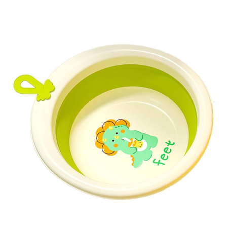 Cada Pliabila pentru Baie pentru Copii, , Cadita pentru Bebelusi, Model Rotund cu Dinozaur, Verde, 30x30x3.7 cm, 4L [3]