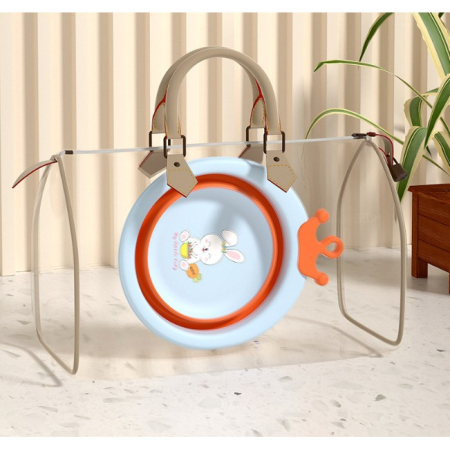 Cada Pliabila pentru Baie pentru Copii, , Cadita pentru Bebelusi, Model Rotund cu Iepuras, Blue, 30x31x3.5 cm, 3.3 L [12]