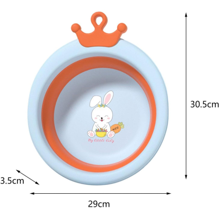 Cada Pliabila pentru Baie pentru Copii, , Cadita pentru Bebelusi, Model Rotund cu Iepuras, Blue, 30x31x3.5 cm, 3.3 L [2]