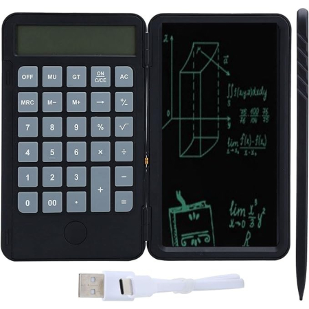 Calculator de Mana Reincarcabil cu Tabla de Scris, , Calculator Portabil, Ecran LCD, Afisaj cu 12 Cifre, Ecran de 15 cm, Culoare Negru [7]