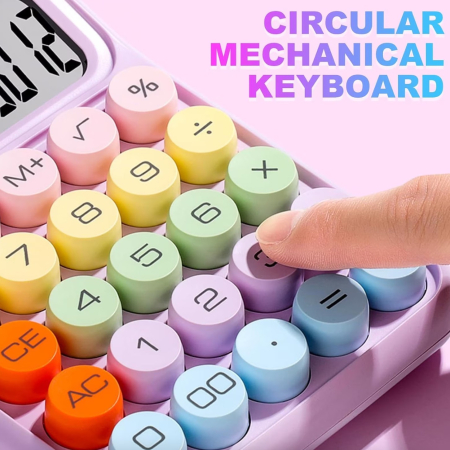 Calculator Electronic pentru Copii, , Calculator Dragut pentru Scoala Primara, Ecran mare 12 digits si Tastatura Mecania, 16 x 11 x 2 cm, Roz [3]