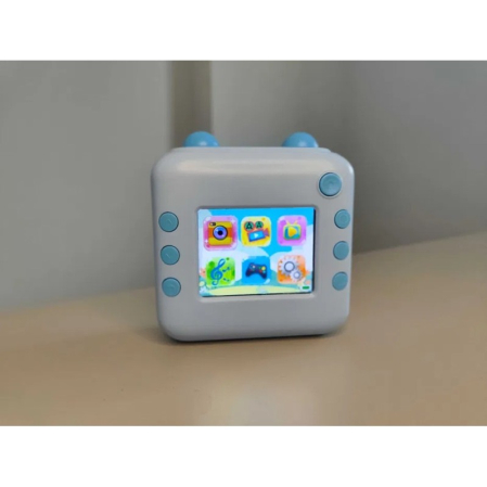 Camera Instantanee pentru Copii, , cu Functie de Printare, Cablu USB-C, Bluetooth, compatibil iOS/Android, Imprimare APP, Model Urechi, Snur Subtire Inclus, Albastru [3]