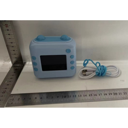 Camera Instantanee pentru Copii, , cu Functie de Printare, Cablu USB-C, Bluetooth, compatibil iOS/Android, Imprimare APP, Model Urechi, Snur Subtire Inclus, Albastru [2]