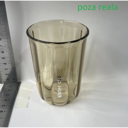 Cana de Apa pentru Clatit, , pentru Periuta de Dinti, 200 ml, 10.4 x 7.3 cm, Maro Transparent [2]