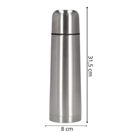 Cana termos cu pahar, perete din inox dublu izolat, 1000ml, 32cm, argintiu [20]