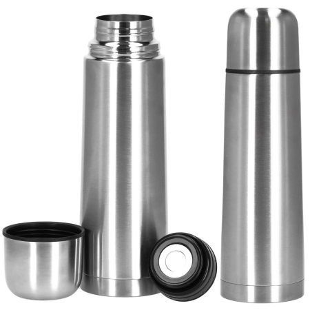 Cana termos cu pahar, perete din inox dublu izolat, 500ml, 24cm, argintiu [5]