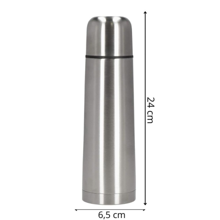 Cana termos cu pahar, perete din inox dublu izolat, 500ml, 24cm, argintiu [2]