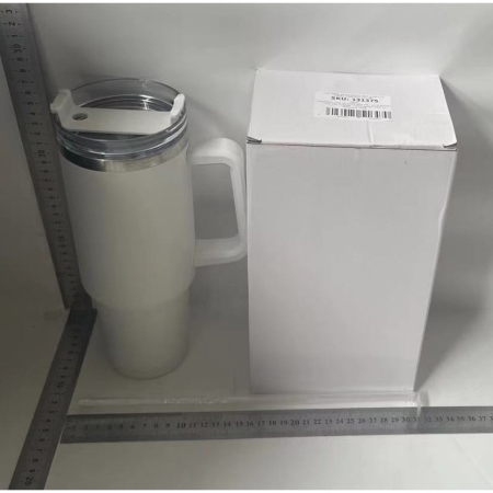 Cana Termos din Plastic, pentru Bauturi Calde si Reci, cu Maner, 9.9x9.9x27 cm, Alb [1]