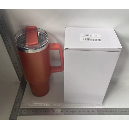 Cana Termos din Plastic, , pentru Bauturi Calde si Reci, cu Maner, 9.9x9.9x27 cm, Portocaliu [1]