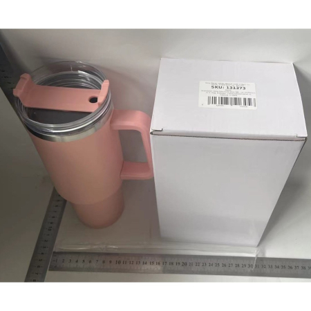 Cana Termos din Plastic, , pentru Bauturi Calde si Reci, cu Maner, 9.9x9.9x27 cm, Roz Pal [1]