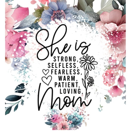 Cana Termos din Plastic, , pentru Bauturi Calde si Reci, cu Maner, Imprimeu Floral, cu Mesaj pentru Mama, Alb, 10x7.6x27.5 cm [4]