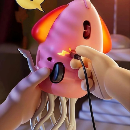 Caracatita Dansatoare, , +3 Ani, 3 Moduri, din ABS, Incarcare USB, cu Undita Inclusa, 12.6 x 7.6 x 20.7 cm, Roz [1]