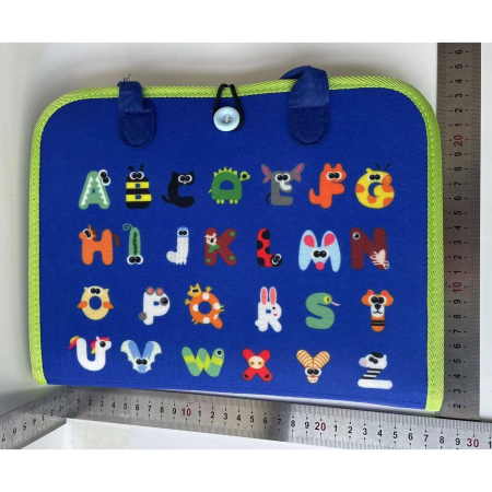 Carte Senzoriala Educativa Montessori, , Dezvoltare Abilitati Motorii, 3 Pagini, Model Alfabet, 28x25x4 cm, Albastru [1]