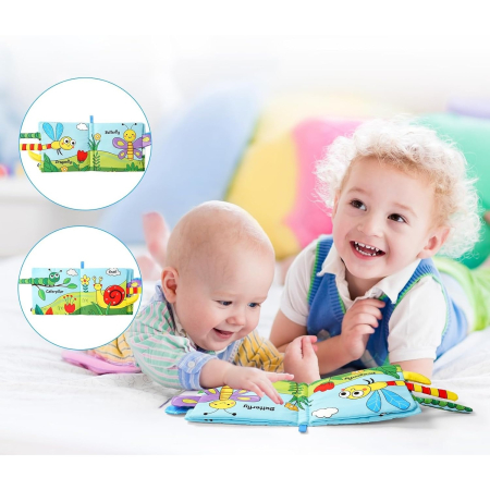 Carte Senzoriala, , pentru Bebelusi, 15x16x4 cm, cu Animalute, 3D, Cu Sunete si Fosnete, 0-3 Ani, Model Buburuza, Multicolor [4]