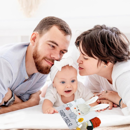 Carte Senzoriala, , pentru Bebelusi, 15x16x6 cm, cu Animalute, 3D, Cu Sunete si Fosnete, 0-3 Ani, Model Iepuras, Gri [4]