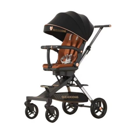 Carucior Sport 3in1, 6-36 Luni, Pliabil, Tavita pentru Masa, Pat de Dormit, Centura de Siguranta, Roti 360 Grade, Reversibil, Parasolar, Maner Reglabil, 64 x 35 x 100 cm, Negru [2]