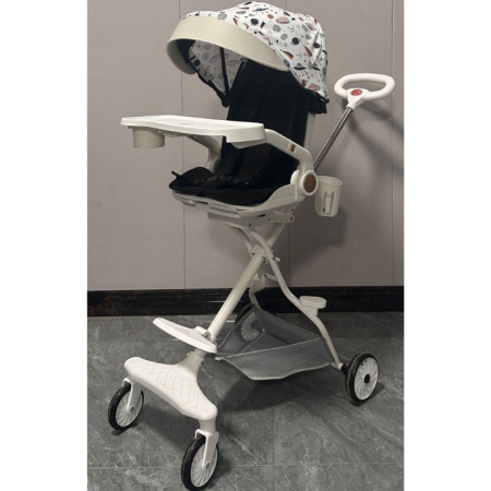 Carucior Sport 3in1, 6-36 Luni, Reversibil, Pliabil, Tavita pentru Masa, Pozitie de Somn, Centura de Siguranta, Roti 360, Suport Pahar, Copertina pentru Soare, 32x63x95cm, Bej Model Cosmos [1]