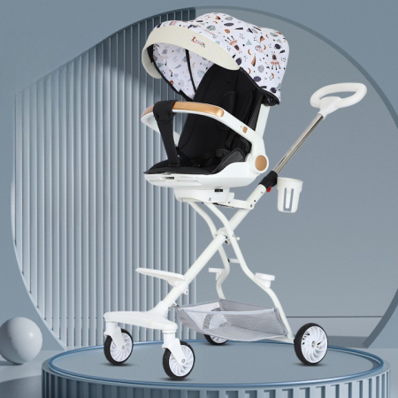 Carucior Sport 3in1, 6-36 Luni, Reversibil, Pliabil, Tavita pentru Masa, Pozitie de Somn, Centura de Siguranta, Roti 360, Suport Pahar, Copertina pentru Soare, 32x63x95cm, Bej Model Cosmos [2]