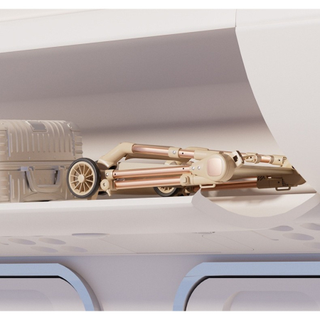 Carut Pliabil, , Usor, Compatibil cu Avionul, de Plimbat/Dormit, Parasolar, Cutie Depozitare, Tabla de Masa, 93 x 70 x 40 cm, Bej [4]