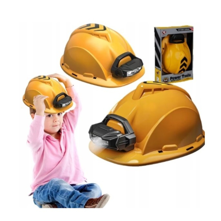 Casca Protectie cu Lanterna de Jucarie pentru Copii, , Material Plastic, Interactiv, Distractiv, 29.5x19.5x6.5 cm, Portocaliu [1]
